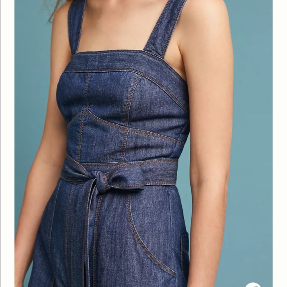Anthropologie Pilcro Denim Blue Wide-Leg Jumpsuit - Picture 3 of 12